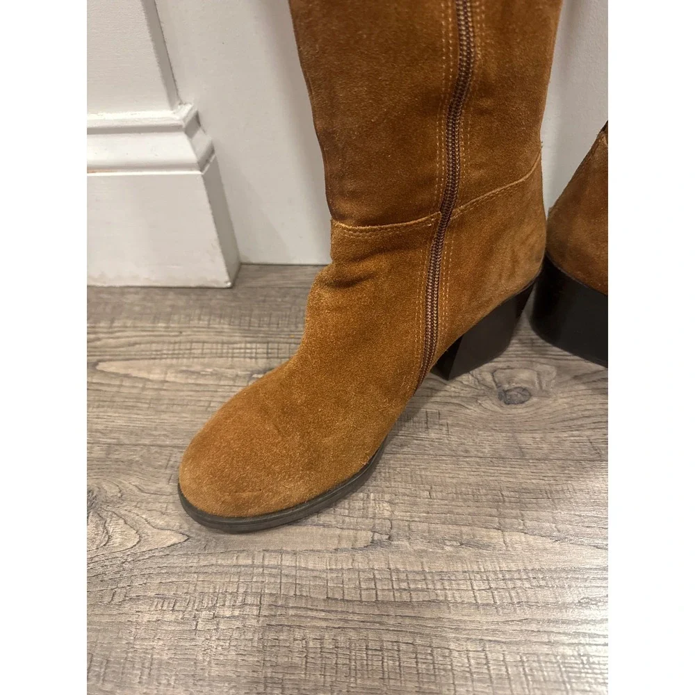Steve Madden Womens Brown Suede Over The Knee Block Heel Boots Size 9